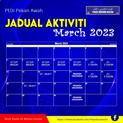 jadual aktiviti march 23